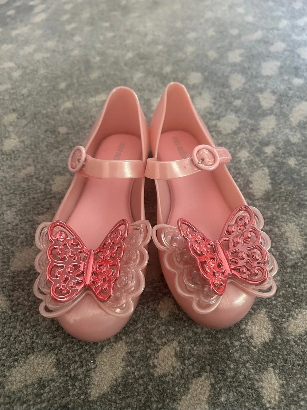 Mini Melissa Pink Jelly Mary Jane’s with butterfly